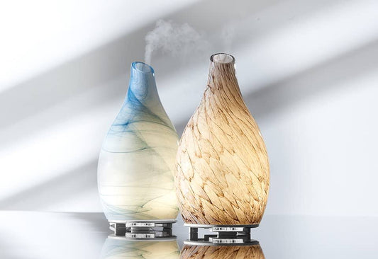 Image Sand-Blasted Glass Ultrasonic Aromatherapy Diffuser - Sky Blue