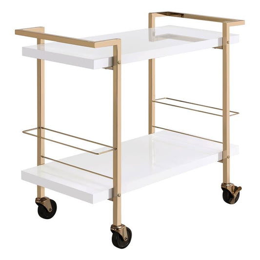 Home Furnishings Alios Serving Cart In White Metal And Gold Frame