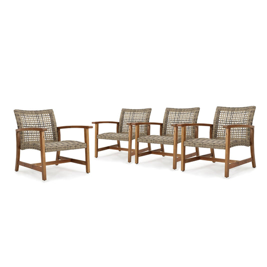 House Hampton Outdoor Club Chair In Mocha And Teak - Set Of 2