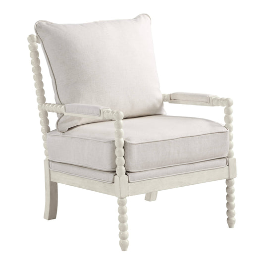Home Furnishings Kaylee Spindle Chair In Linen Fabric With White Frame