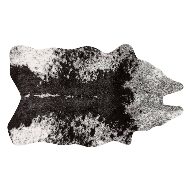 Home Durango Ivory & Charcoal Faux Cowhide Accent Rug, (3x5)