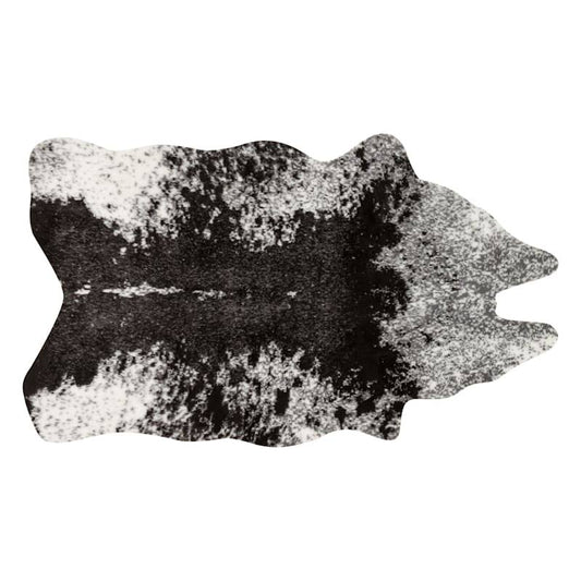Home Durango Ivory & Charcoal Faux Cowhide Accent Rug, (3x5)