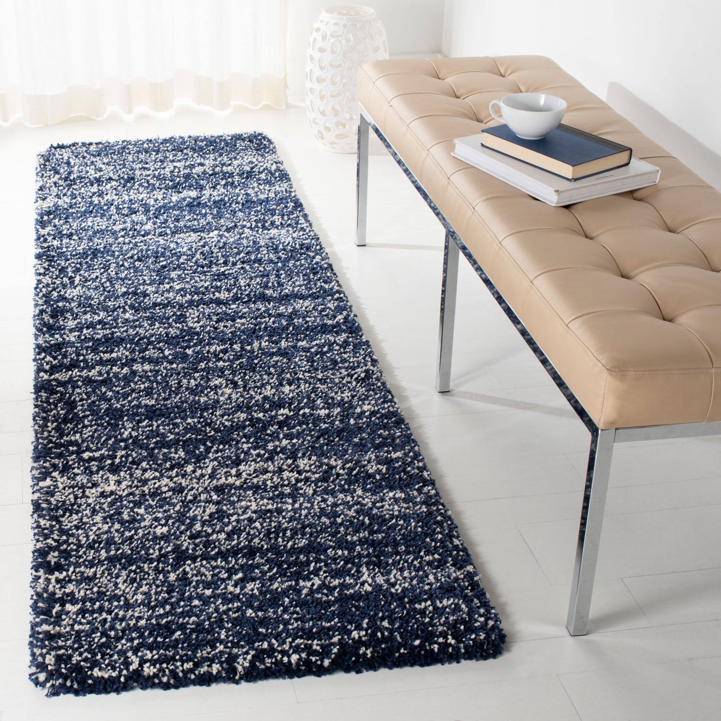 Hudson Shag Rug Collection Sgh295n - Navy / Ivory - 8' X 10'