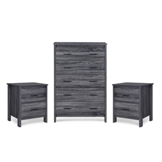 House Hysham 3 Piece Dresser And Nightstand Set, Sonoma Gray Oak