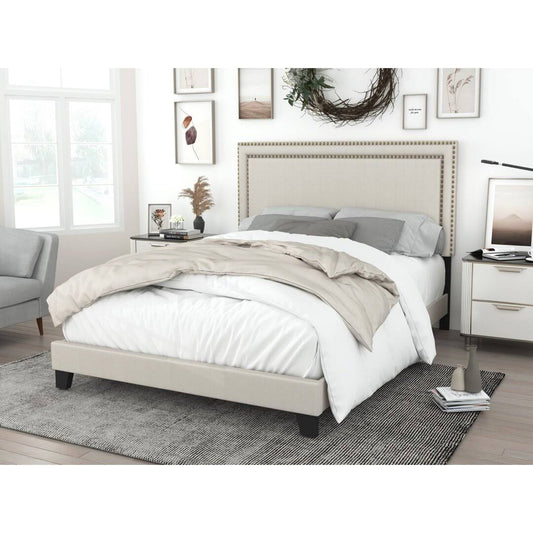 Home Misael Upholstered Panel Bed, Size: Queen, Beige