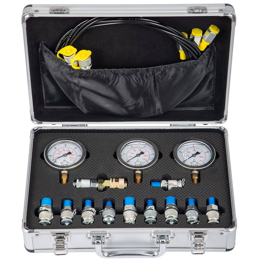 Hydraulic Pressure Test Kit, 25/40/60mpa/11couplings, Excavator Parts Hydraulic Tester Coupling Hydraulic Pressure Gauge Kit For Excavator