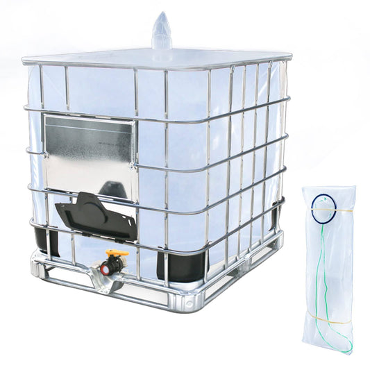 Ibc Tote Cove, 275 Gallon Ibc Water Storage Barrel Liner Bags,1000 Liter Rain Barrel Protective Accessorie (With Bottom Water Outlet)