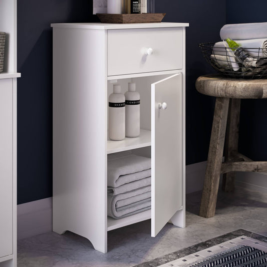 Home Medford Single Door Floor Cabinet With Drawer, White
