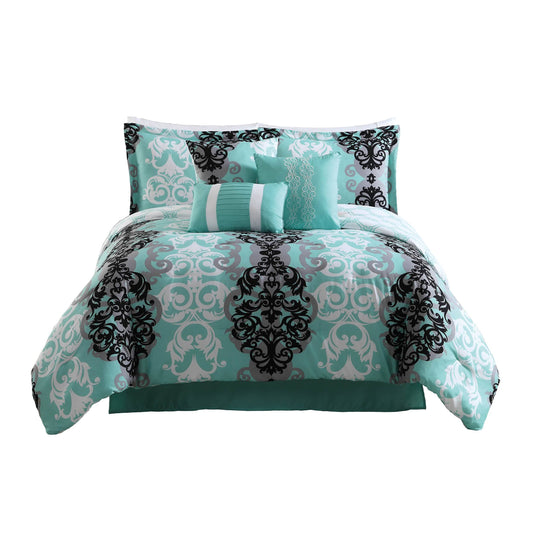 Home Downton 7-Piece Reversible Comforter Set, Size: Queen