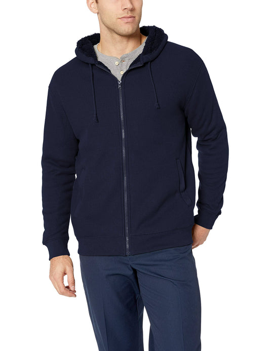 Hooded Sherpa-Lined Thermal Jacket, Black