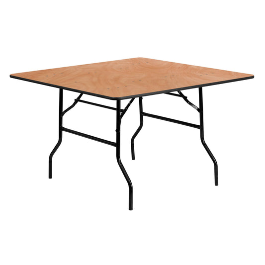 Home 60-Inch Square Wood Folding Banquet Table Natural