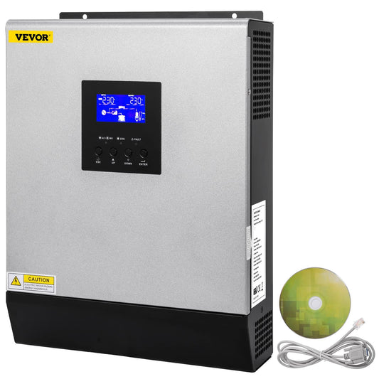 Hybrid Solar Inverter, 3kva 2400w, Pure Sine Wave Off-Grid Inverter, 24vdc To 110vac Multi-Function Inverter With Build-In 50a Pwm Solar
