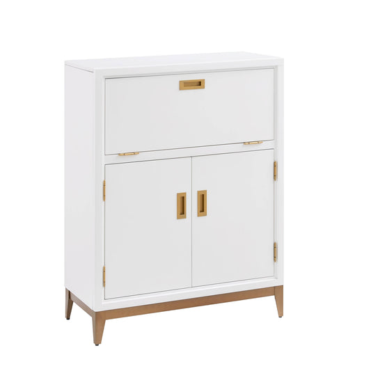 Home Mixed Metal And Wood Drop Down Hideaway Top White Desk