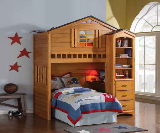 House Loft Bed Rustic Oak 10160