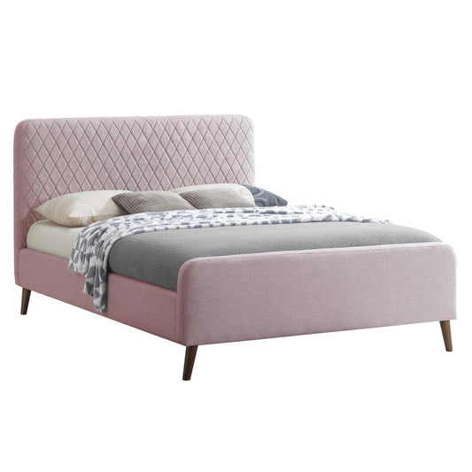 Home Products Roza Velvet Upholstered Queen Bed With Headboard Light Pink
