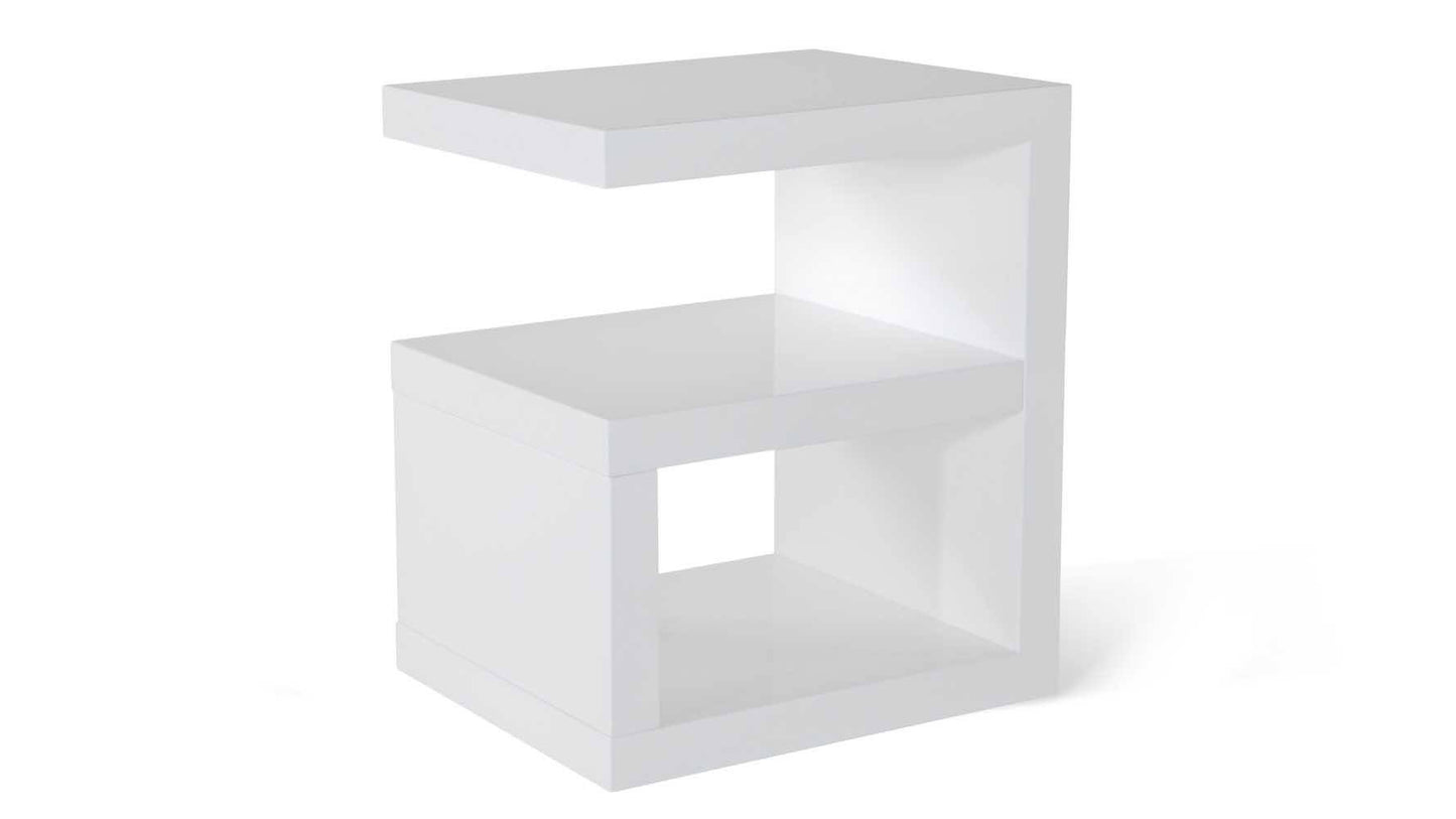 High Gloss Modern Side Table - White Lacquer Finish