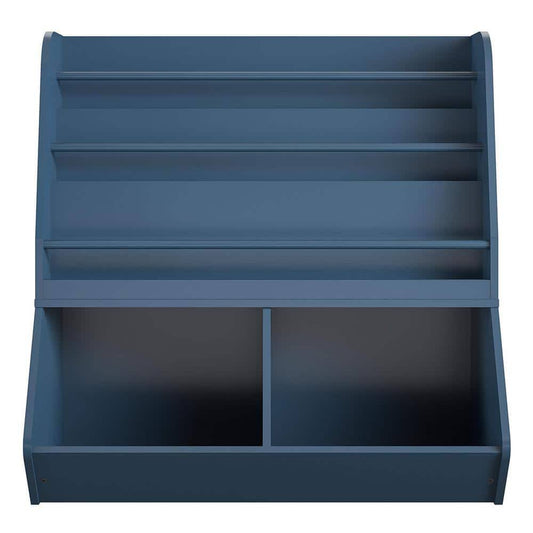 Home Lauren 36.3 In. Navy 3-Shelf Bookcase And Toy Storage, Blue