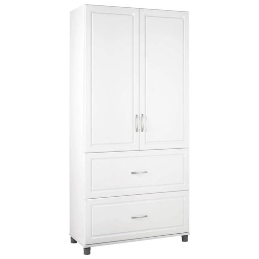 Home 74 In. H X 36 In. W X 15 In. D Trailwinds White 2-Door/2-Drawer Freestanding Storage Cabinet, White Finish