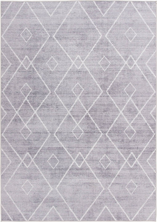 Homes & Gardens Geometric Machine Washable Area Rug, Ivory, 5'X7'