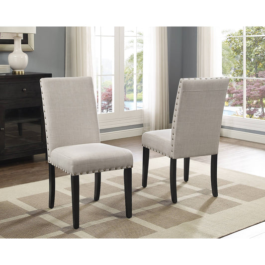 Humboldt Nailhead-Trim Fabric Dining Chairs (Set Of 2) Tan