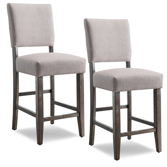 Home Upholstered Back Counter Height Bar Stool, Black/Grey - 2 Count