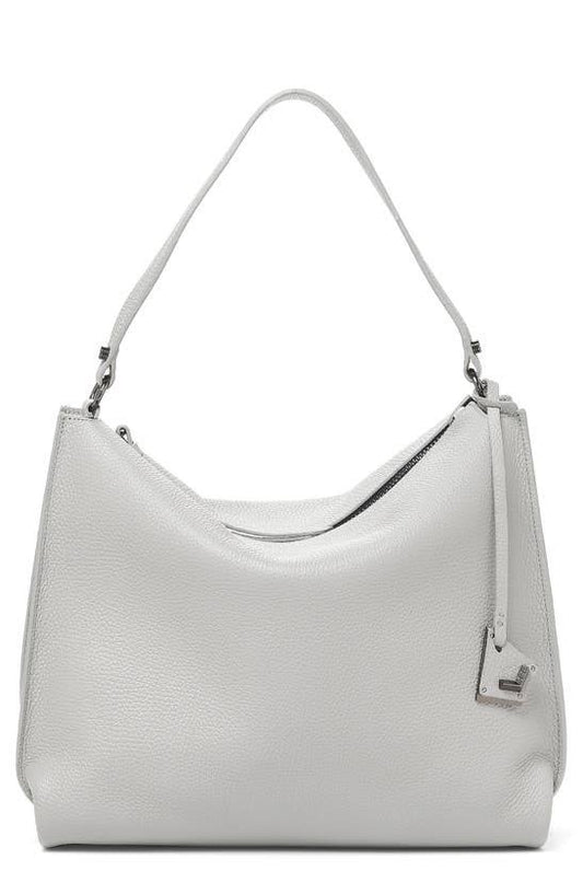 Hudson Leather Hobo Bag - Silver Grey