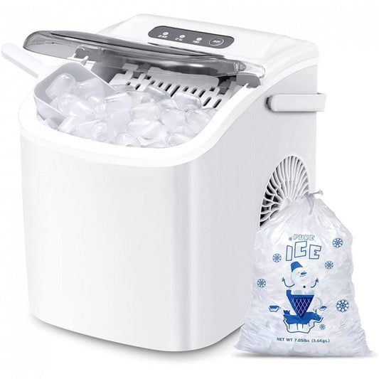 Ice Makers Countertop,Portable Ice Maker Machine With Handle,Self-Cleaning Ice Maker, 26lbs/24h, 9 Ice Cubes Ready In 8 Mins, For Home