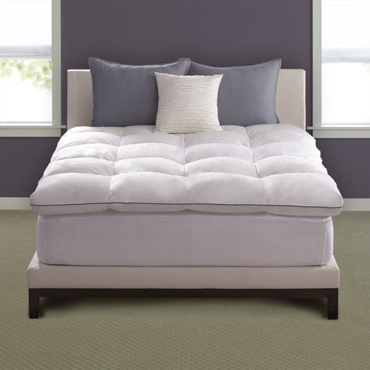 Hotel Baffle Box Mattress Topper - White (Queen)