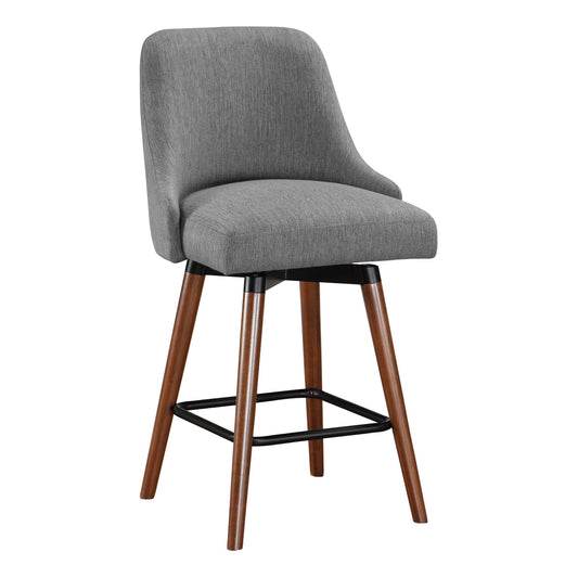 Home Furnishings Bagford 26" Swivel Counter Stool With Medium Espresso Legs, Charcoal Fabric