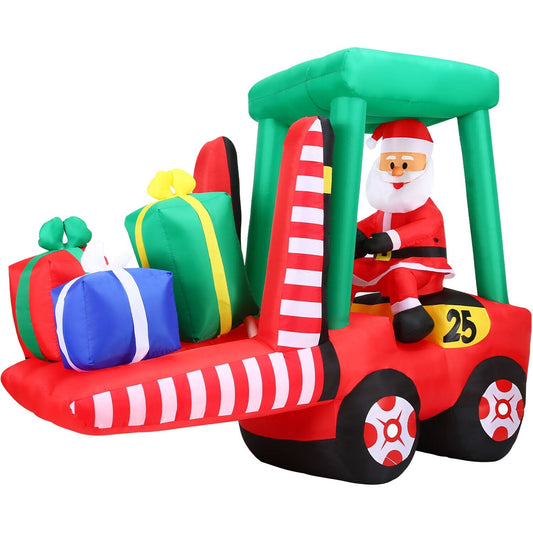 Hill Farm 6 Ft. Pre-Lit Inflatable Santa In Fork Lift