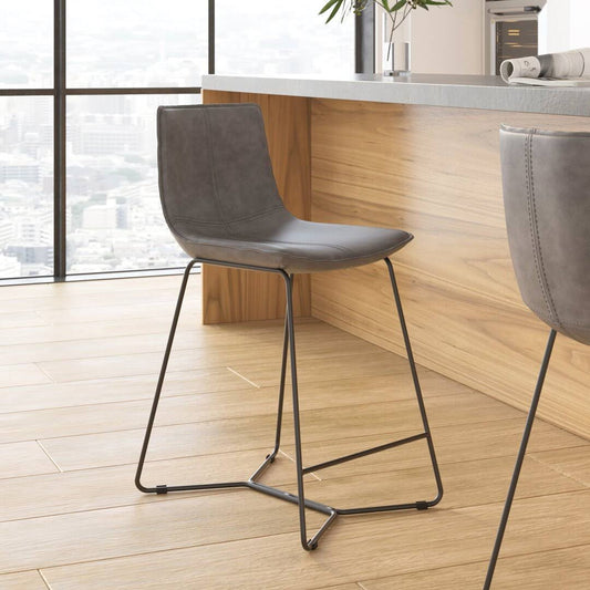 Holt Stool (Set Of 2) Seat Height: Bar Stool (29.5” Seat Height), Upholstery: Smoke