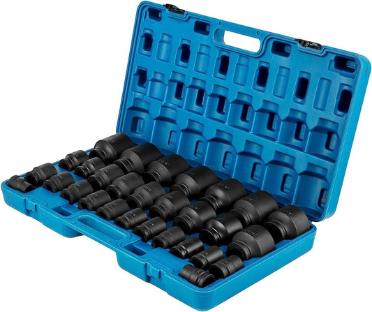Impact Socket Set 3/4 Inches 29 Piece Impact Sockets, 6-Point Sockets, Rugged Construction, Cr-M0, 3/4 Inches Drive Socket Set Impact Sae 3/4