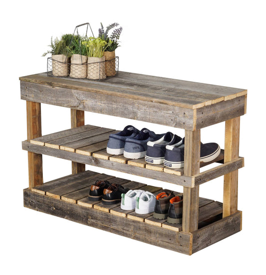 Hutson Designs Rustic Barnwood Shoe Rack (Natural)