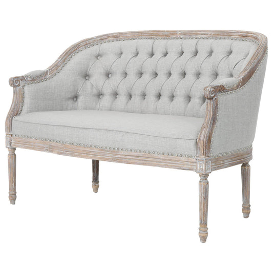 House Sarahbella Traditional Fabric Tufted Upholstered Loveseat, Dark Gray And Antique