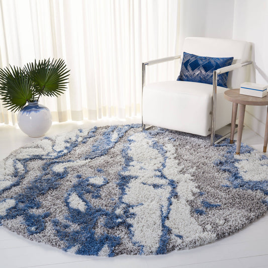 Horizon Shag Collection Hzn890g Grey / Blue Rug - 4' X 6'