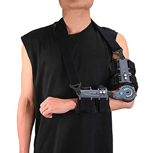 Hinged Elbow Brace Adjustable Post Op Rom Elbow Brace With Sling Stabilizer Splint Arm Injury Recovery Support After Surgery (Right)