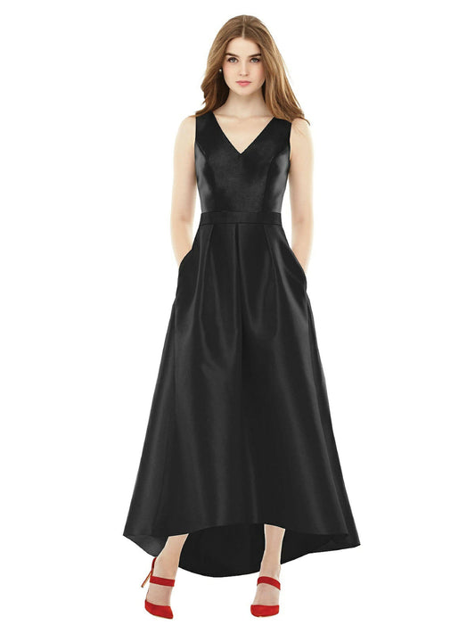 High-Low Satin Gown - Midnight Blue - Size 10