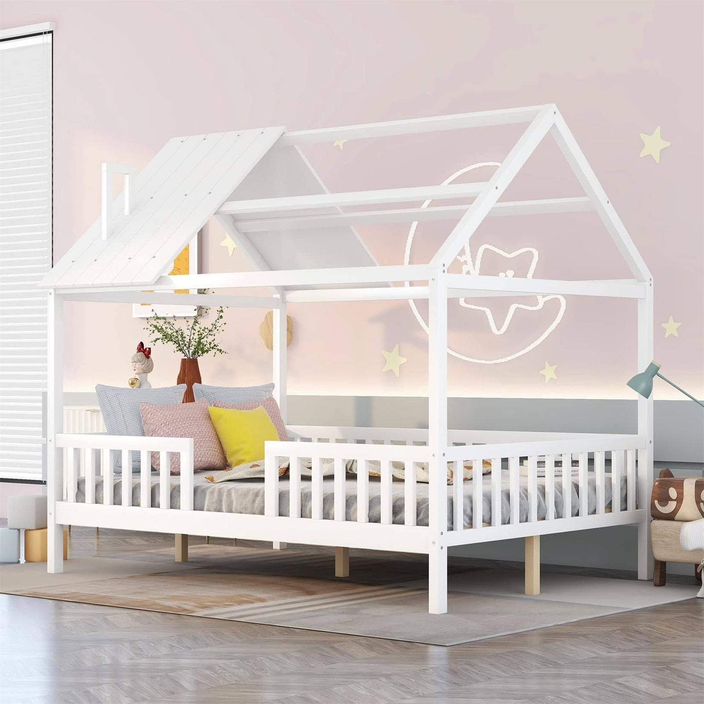 House Beds With Rails Wood Montessori Bed Frame Kids White Cabin Bed For Ch