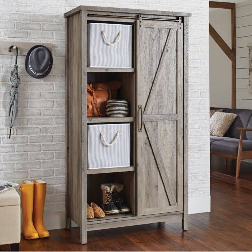 Homes & Gardens Modern Farmhouse Storage Cabinet, Rustic Gray