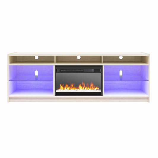 Home Luna Fireplace Tv Stand For Tvs Up To 75" In Ivory Oak