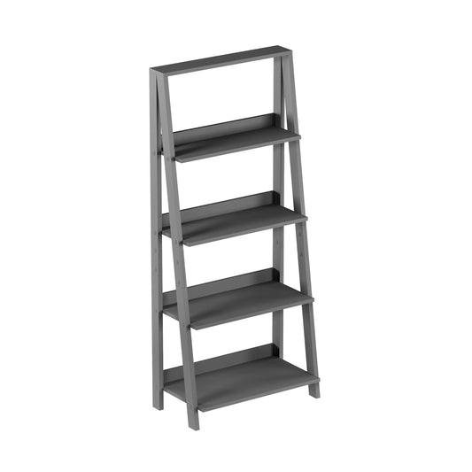 Home 4-Tier Ladder Bookshelf Freestanding Wooden Living Room Shelves Decorative Bookcases For Home And Office (White) Set Of 1