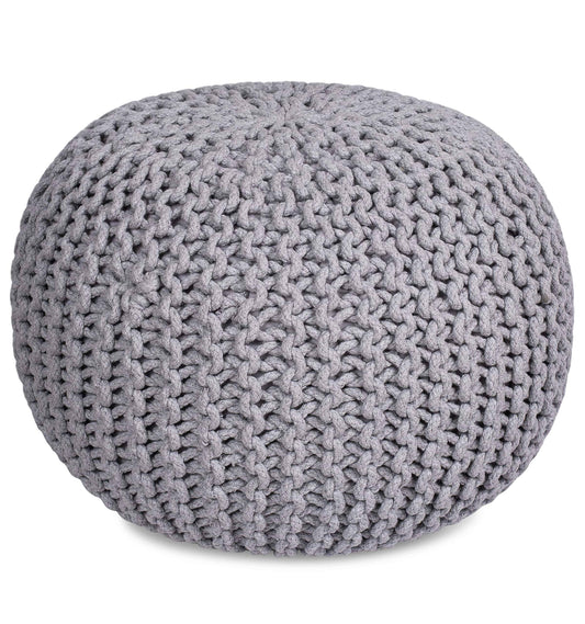 Home Round Pouf Foot Stool Ottoman - Black