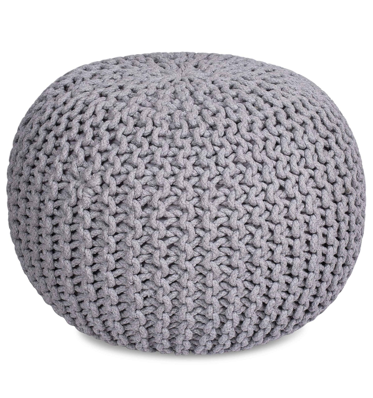 Home Round Pouf Foot Stool Ottoman - Light Grey