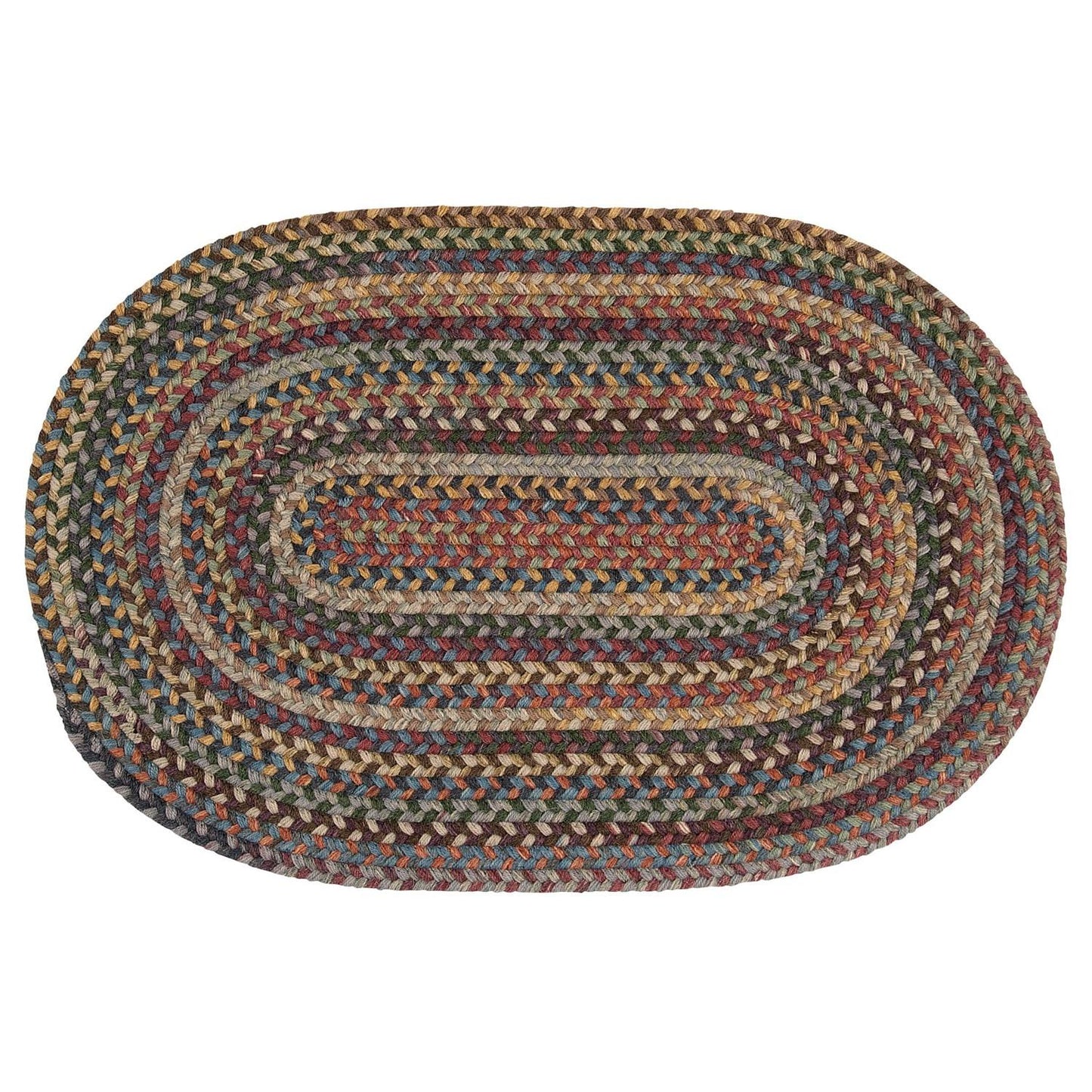 Huntington Braided Reversible Wool Rug Orange 36x60 Oval