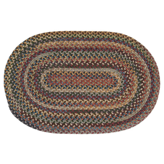 Huntington Braided Reversible Wool Rug Orange 36x60 Oval