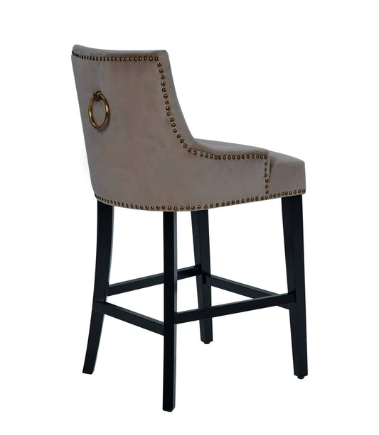 Home Lyric Taupe Velvet Nailhead Counter Stool Chair