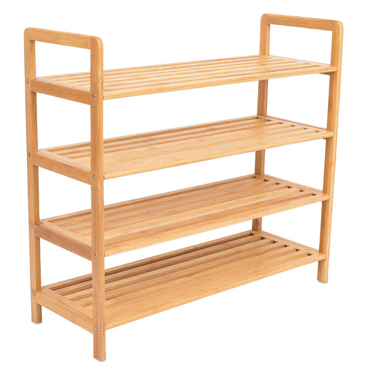 Home Free Standing Bamboo Shoe Rack - 4 Tier - Wood - Closets