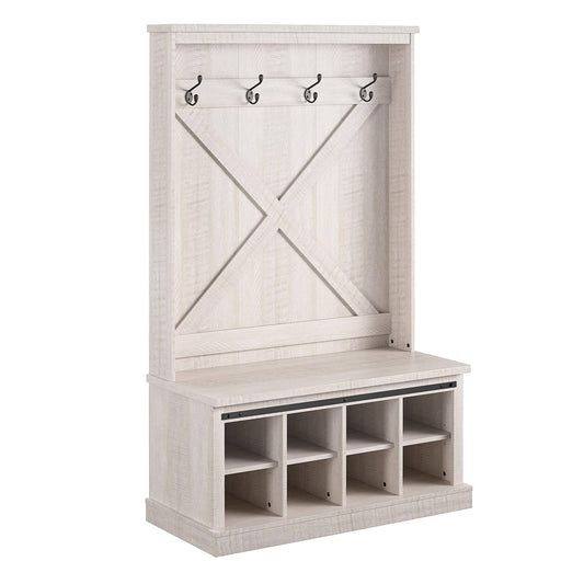 Home Knox County Entryway Bench With Hall Tree Rustic White