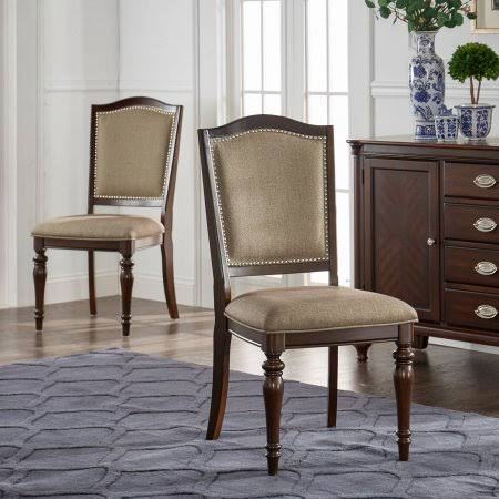 Home Nailhead Side Chair , Set Of 2, Dark Cherry, Brown