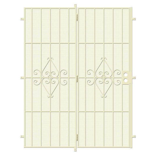 Home Designs Su Casa 72 In. X 80 In. Navajo White Projection Mount Outswing Steel Patio Security Door With Expanded Metal Screen